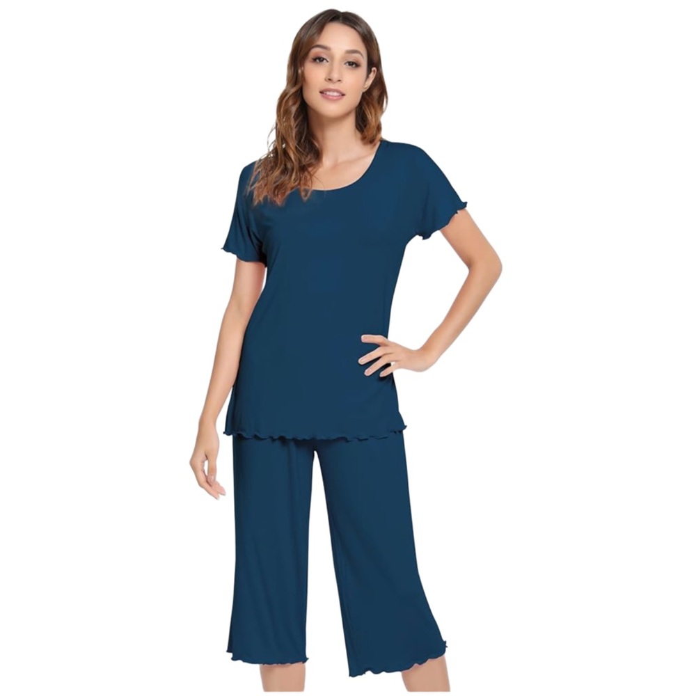Nachila Ink Blue Bamboo Viscose Loungewear Set NWT Size‎ M